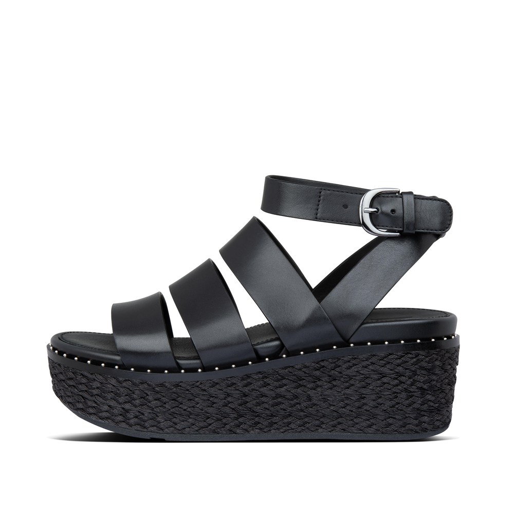 Fitflop Womens Wedge - Eloise Espadrille Sandals - Black - 539-TGCMAZ